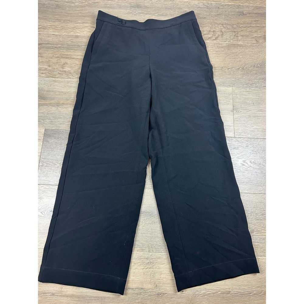 Talbots Womens Black Wide Leg Crop Pants Pull On Stretch Trousers Size S JO3069